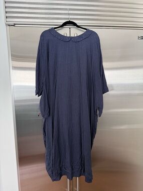 Daniela Gregis Relaxed Navy Buttonless Collared Dress